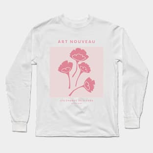 Pink Art Nouveau Les Champs De Fleurs Art Boheme Deisgn Long Sleeve T-Shirt